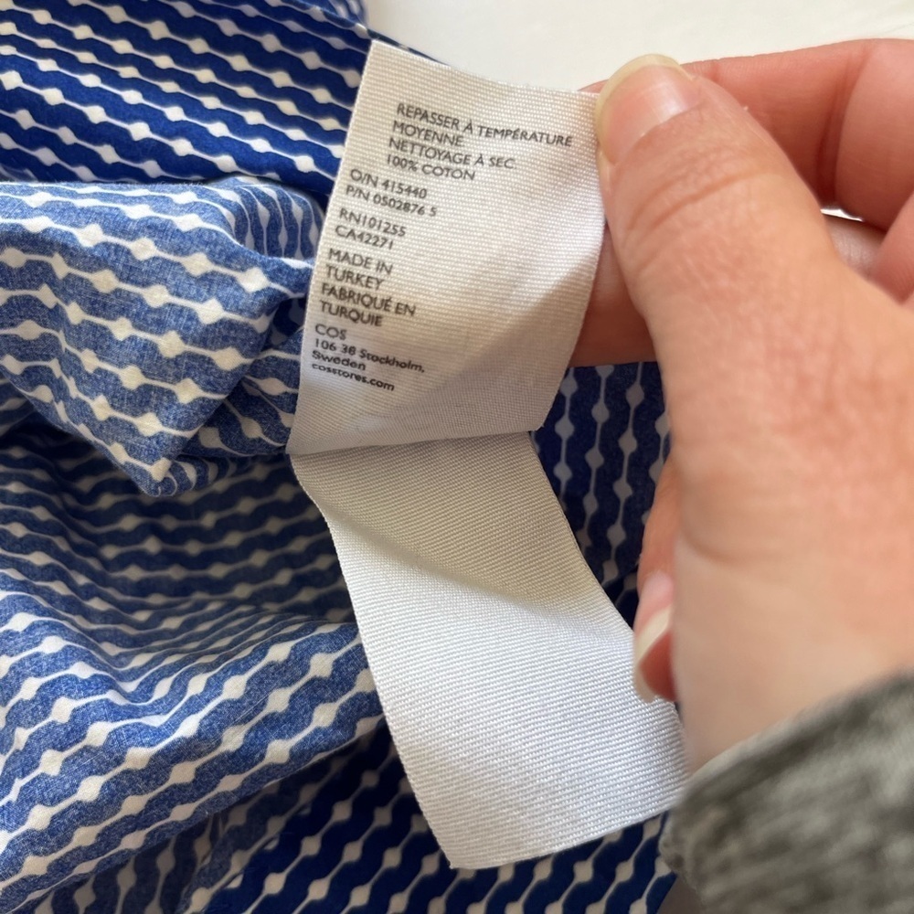 COS Twist Knot Blouse Blue Size 6 - Picture 6 of 8
